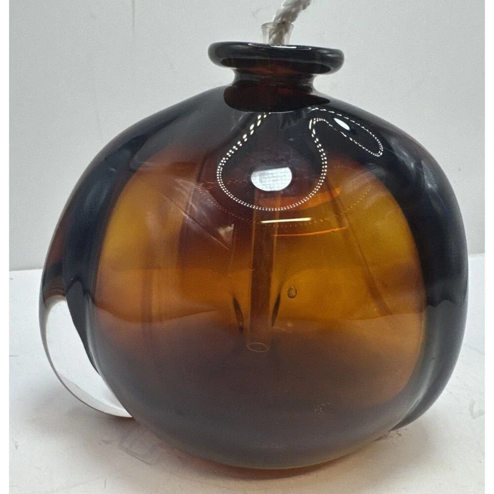 VTG Hand Blown Oil Diffuser Lamp Brown Blue Purple Yellow Signed Williams 2005
